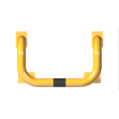 Anti-nudge hoop | double hoop | steel tube  76 mm | yellow / black | total width: 1000 mm | height above ground: 1150 mm | to be fixed by plugs